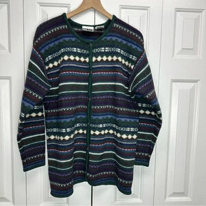 BP Nordstrom Vintage Wool Cardigan Sweater‎ 100% Shetland Wool Size 8 Fair Isle